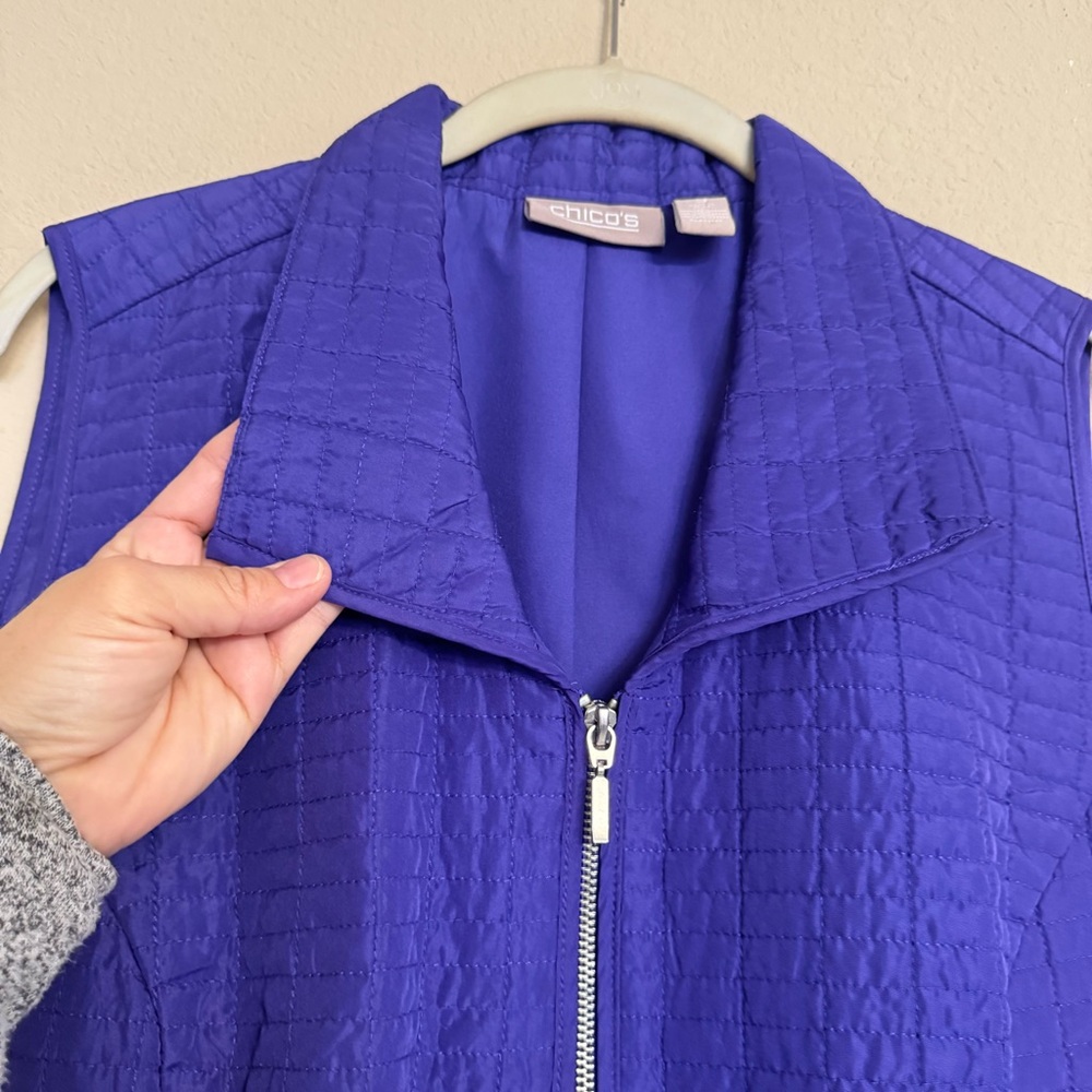 Chicos Quilted Vest Size 3 XL 16 Purple Full Zip w/ Pockets Lightweight LIKE NEW - Picture 5 of 16
